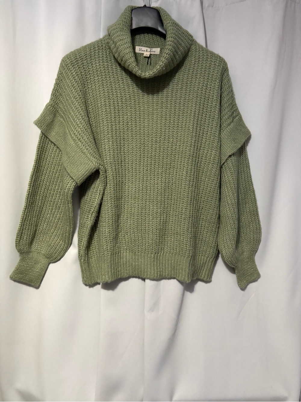 Vine & Love Sage Green Chunky Turtleneck Sweater
